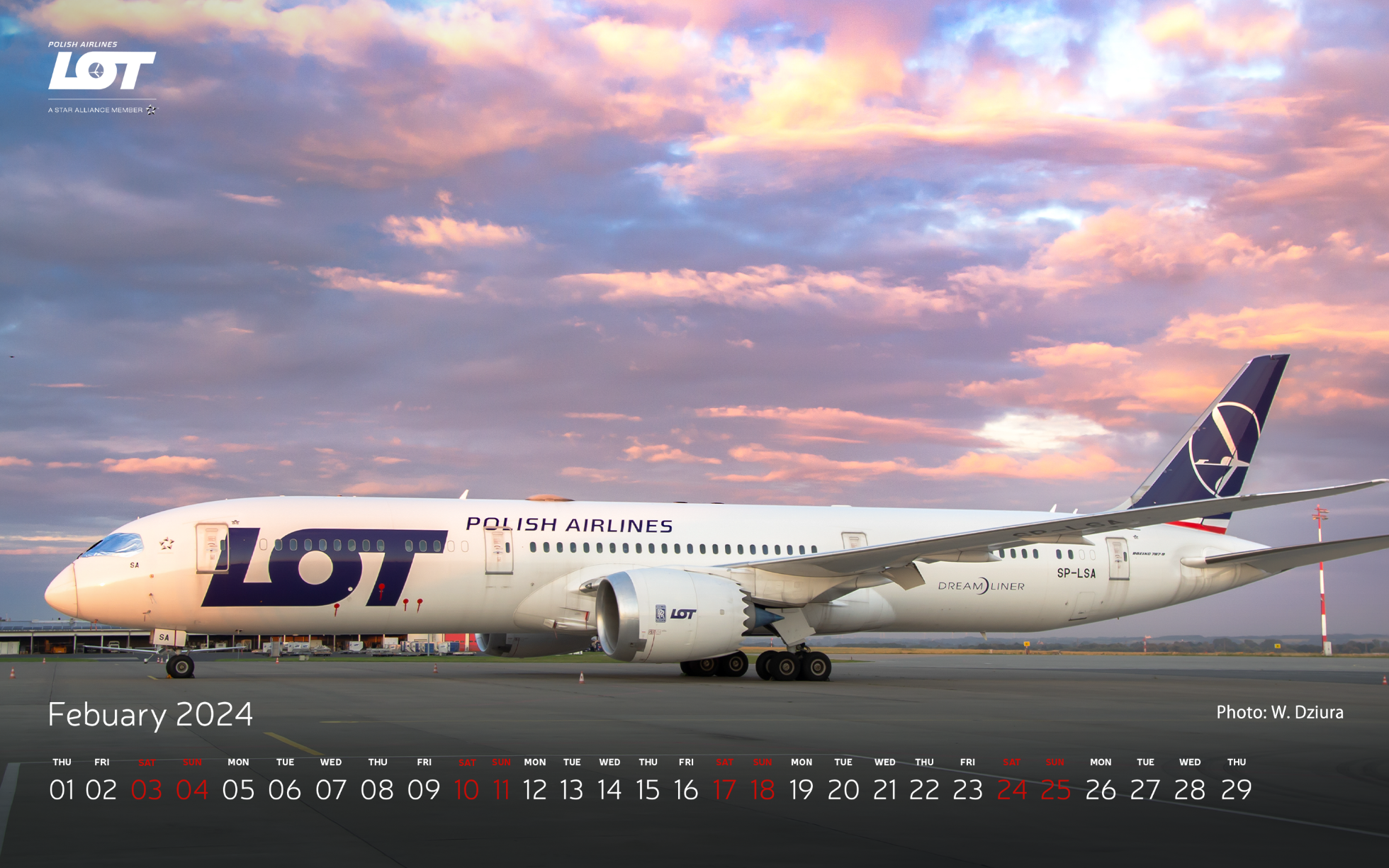 Dreamliner from the LOT fleet parked on the airport apron